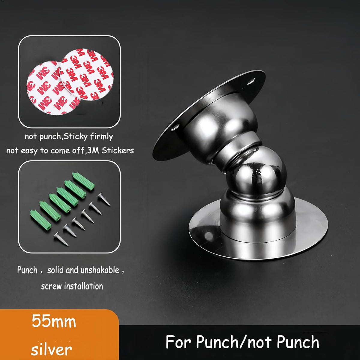 Door Stopper,2 Packs Mini Magnetic Door Stop for Heavy Duty Door,Stainless Steel Ultra-Short Soft