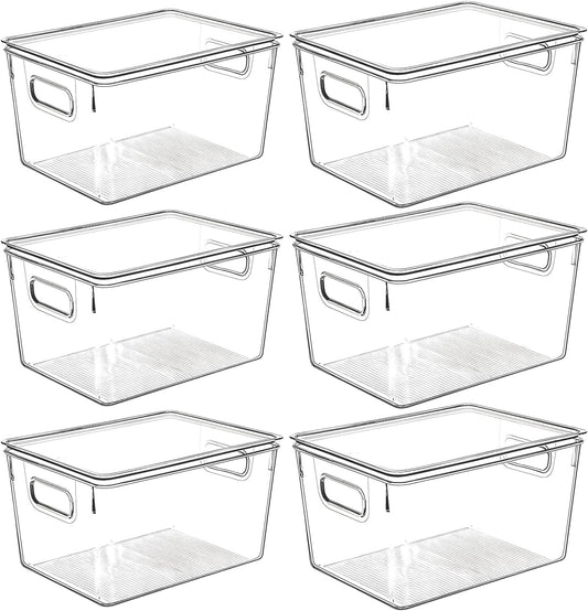 Clear Plastic Storage Bins with Lids, Perfect for Kitchen Organization or Pantry Organization and
