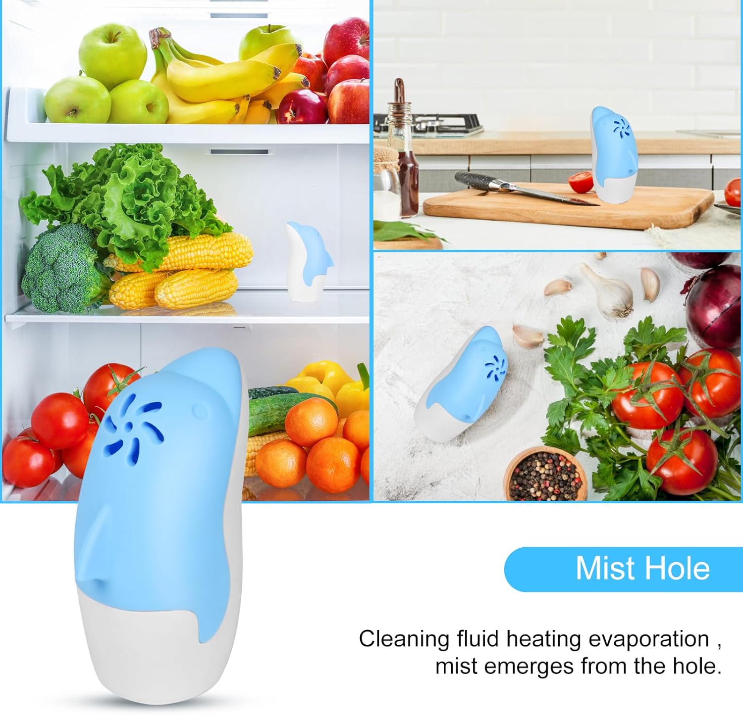 Asltw Upgrade Cute Fridge Deodorizer, Dolphin Fridge Cleaner, Freezer Odor Freshener, Add Baking
