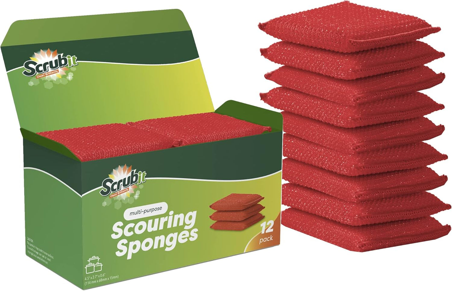 SCRUBIT Multi-Purpose Dish Scrub Sponge, Non Scratch Scouring Pads, Cleaning Sponges for pots