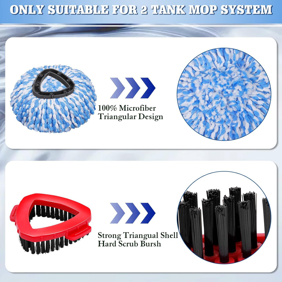 4 Packs Spin Mop Replacement Heads Compatible with Oceda RinseClean 2-Tank System, 30-58" Mop