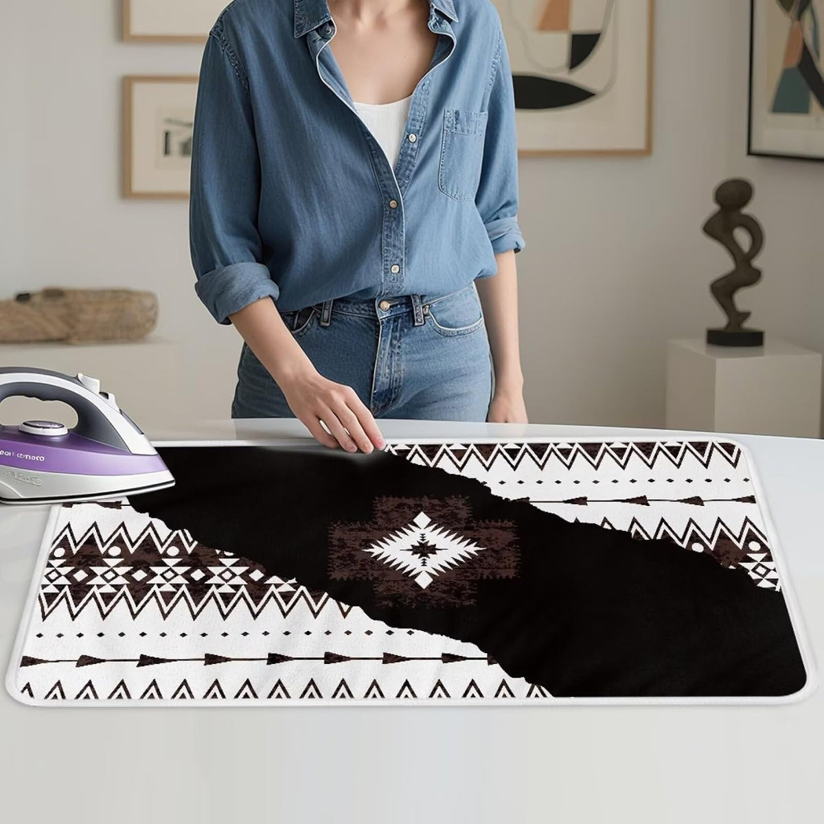Aztec Print Ironing Mat Portable Ironing Pad Blanket for Table Top Heat Resistance Foldable
