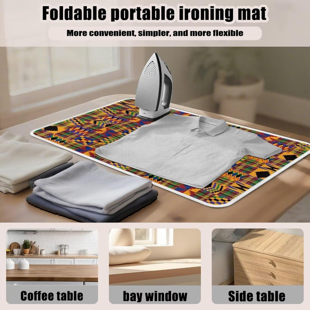 Ironing Mat Pad for Table Portable Travel Iron Blanket African Print Ironing Board Covers Tribal