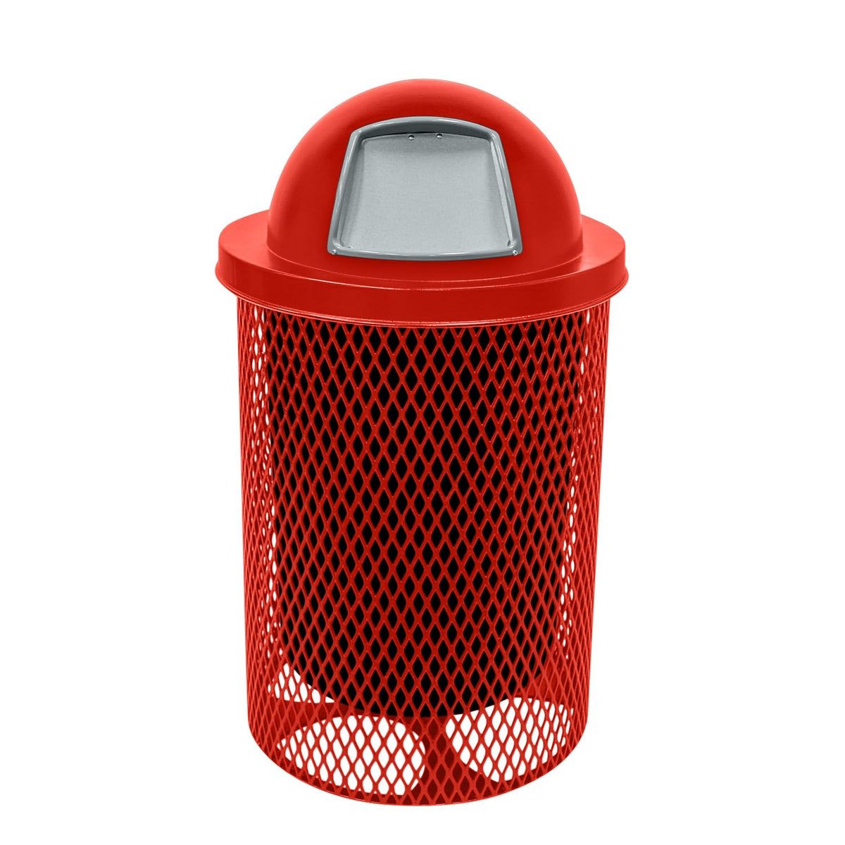 COATEDOUTDOORFURNITURE RDT-RED Heavy Duty 32 Gallon Round Trash Receptacle, Liner Included, Red
