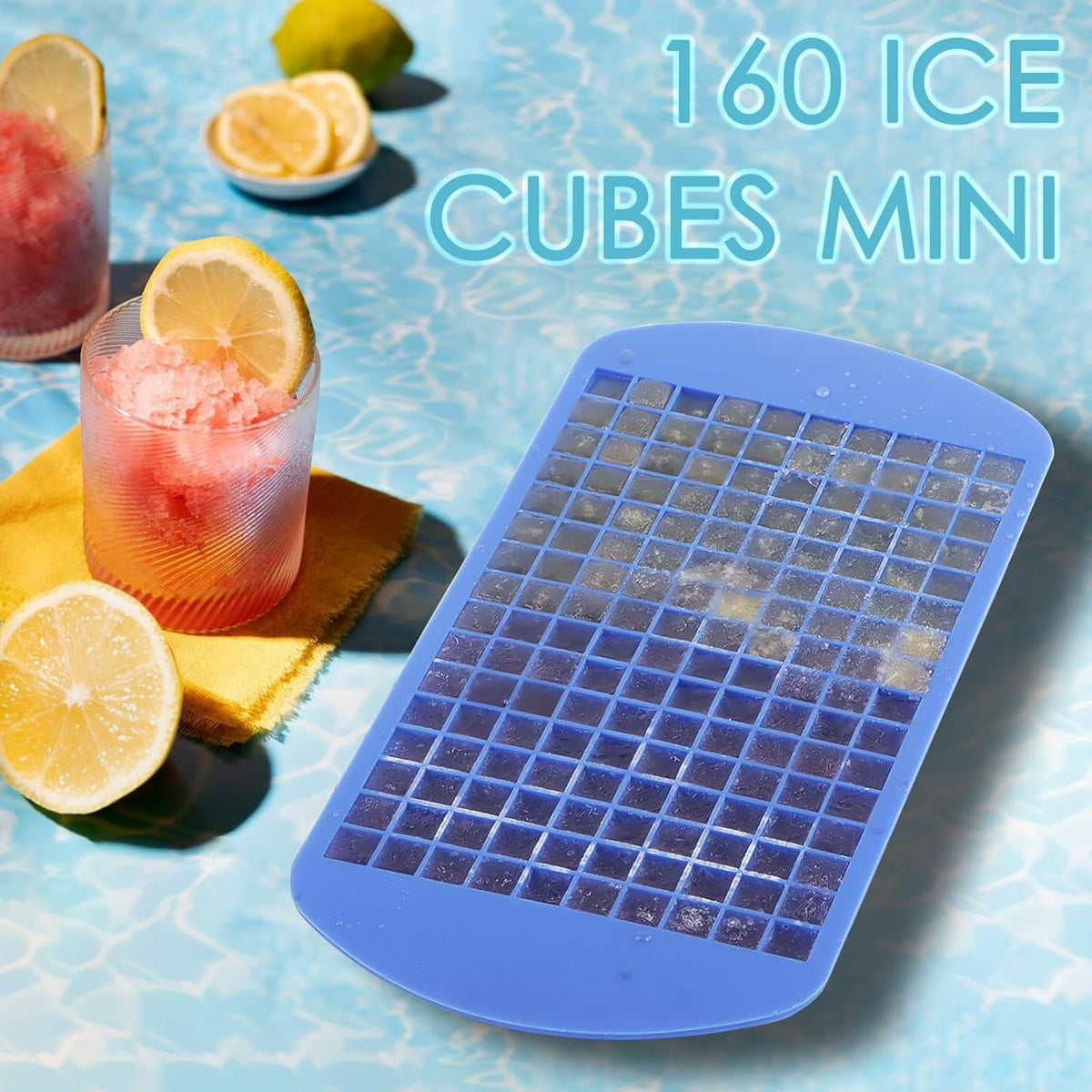 Silicone Mini Ice Cube Trays 2 Pack, 160 Crushed Ice Cube Molds, Easy Release Small Ice Cube Trays