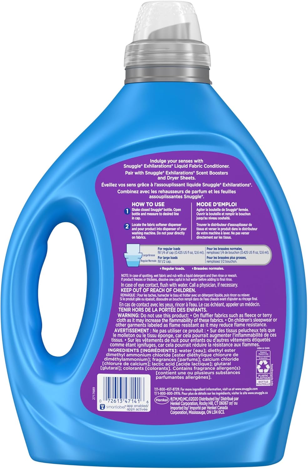 Snuggle Exhilarations Liquid Fabric Softener, Lavender and Vanilla Orchid, 2X Concentrated, 188