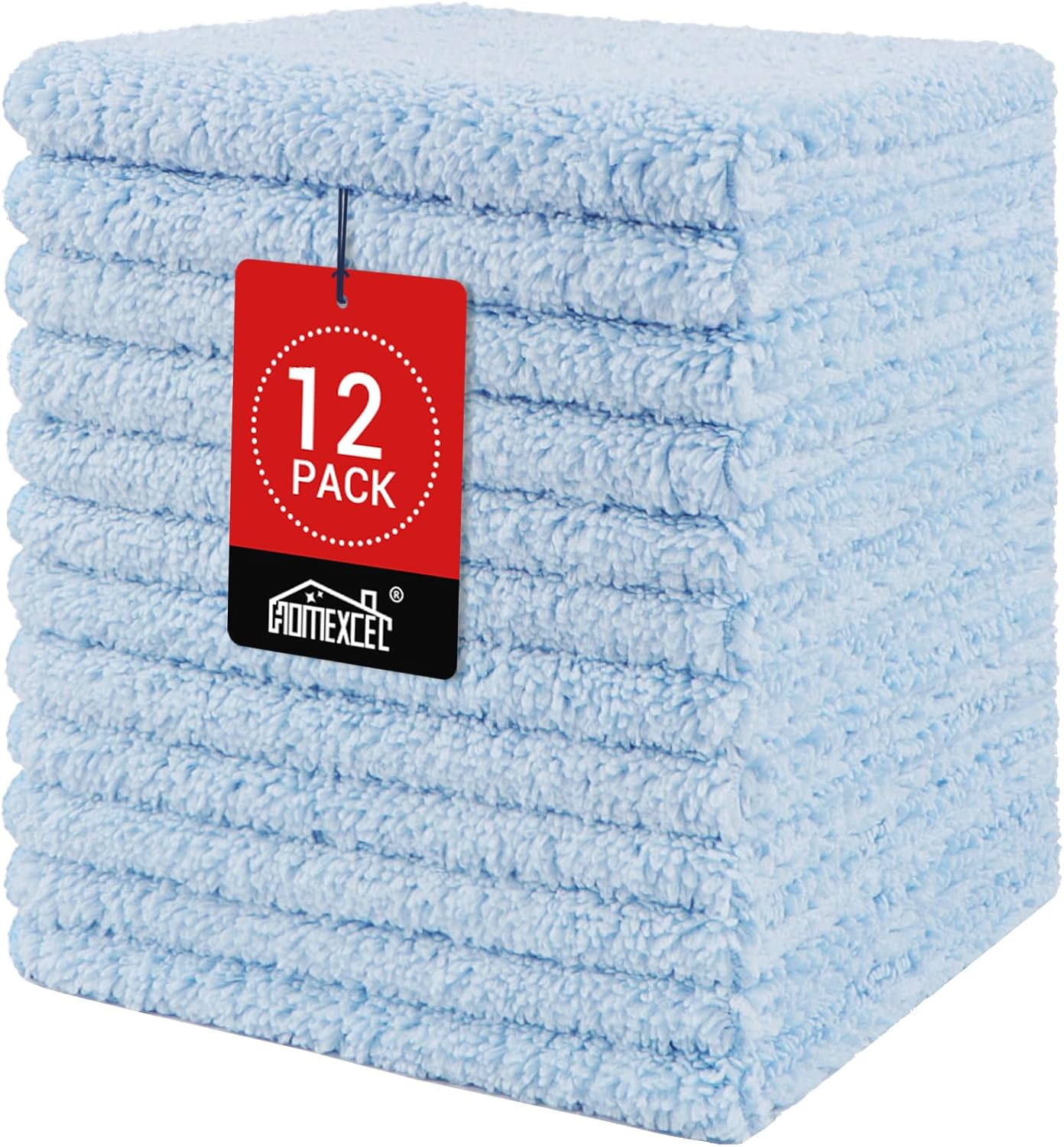 HOMEXCEL Microfiber Washcloths 12 Pack, Highly Absorbent and Soft Face Towel, Multi-Purpose Wash