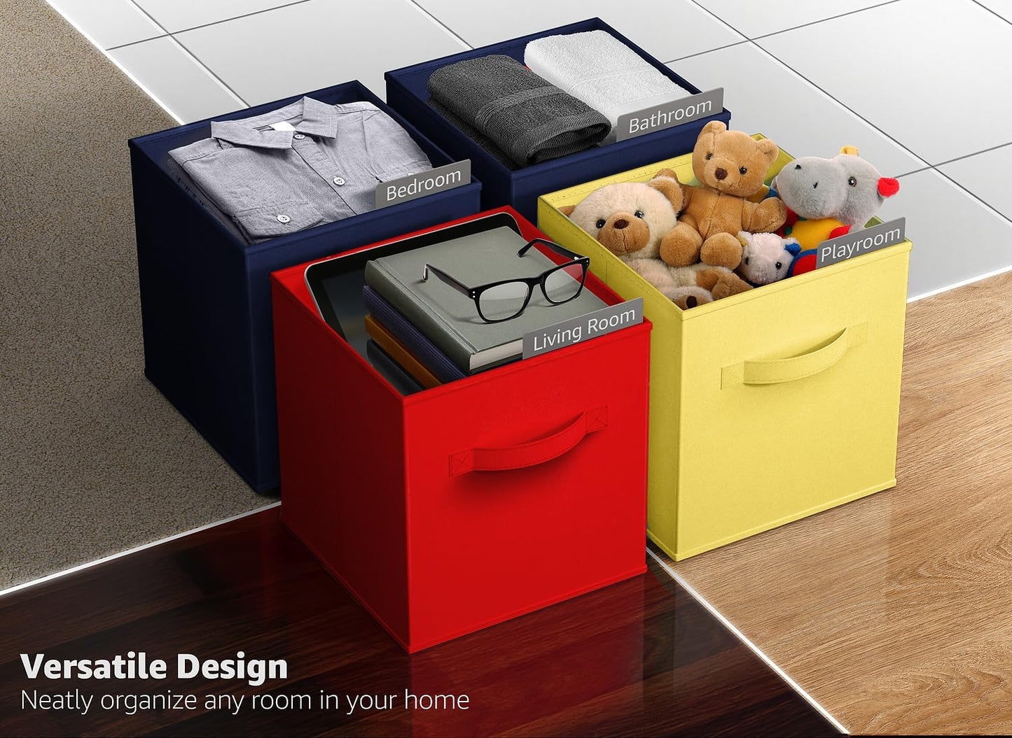 Sorbus Fabric Storage Cubes - 6 Foldable Storage Bins for Organizing Pantry, Cubbies, Toy Box