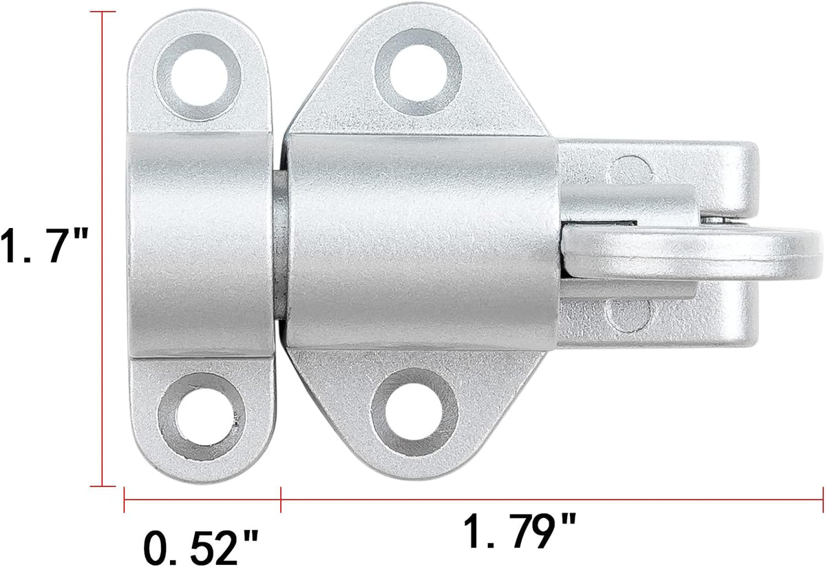 5 Packs Self-Closing Latches，Silver Gray Spring Door Lock，Resilient Bolt Latch Aluminum Alloy
