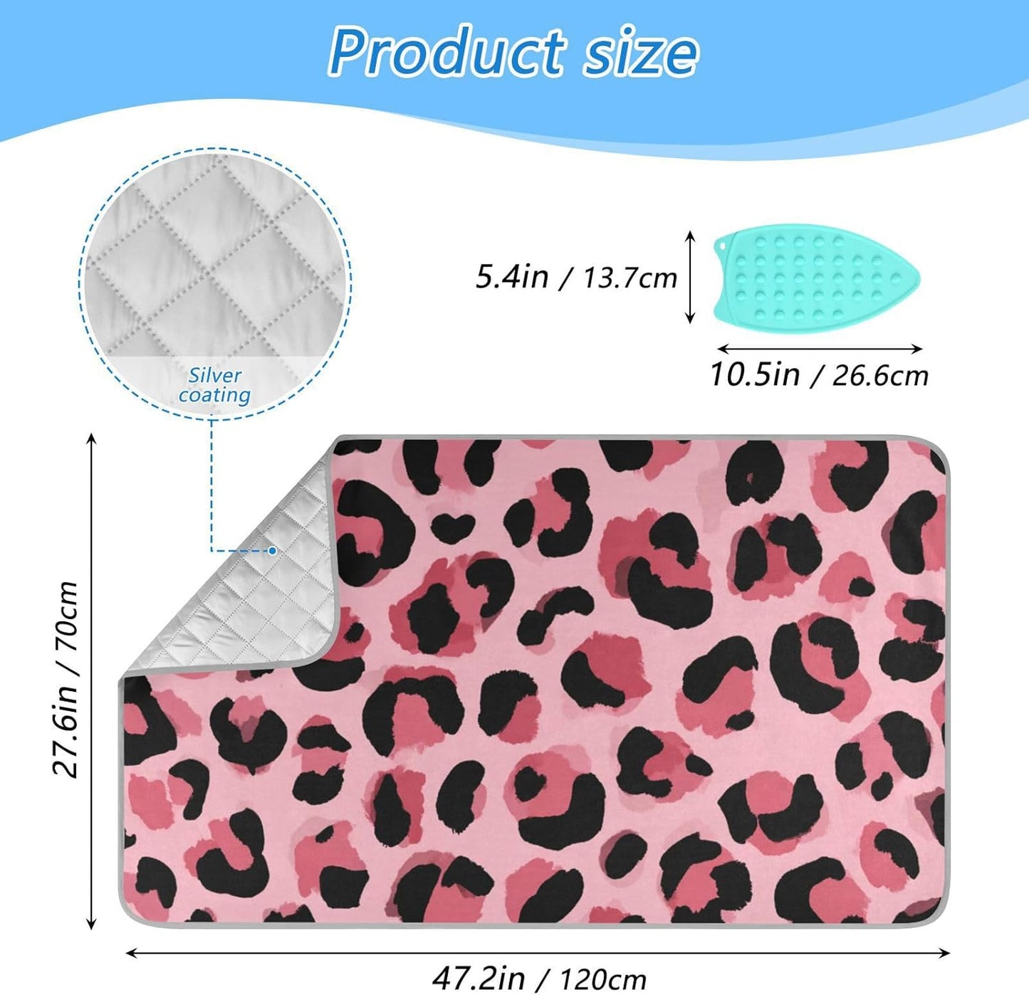 Light Leopard Print Pattern Ironing Mat for Table top Portable Ironing Pad Blanket for Washer Dryer