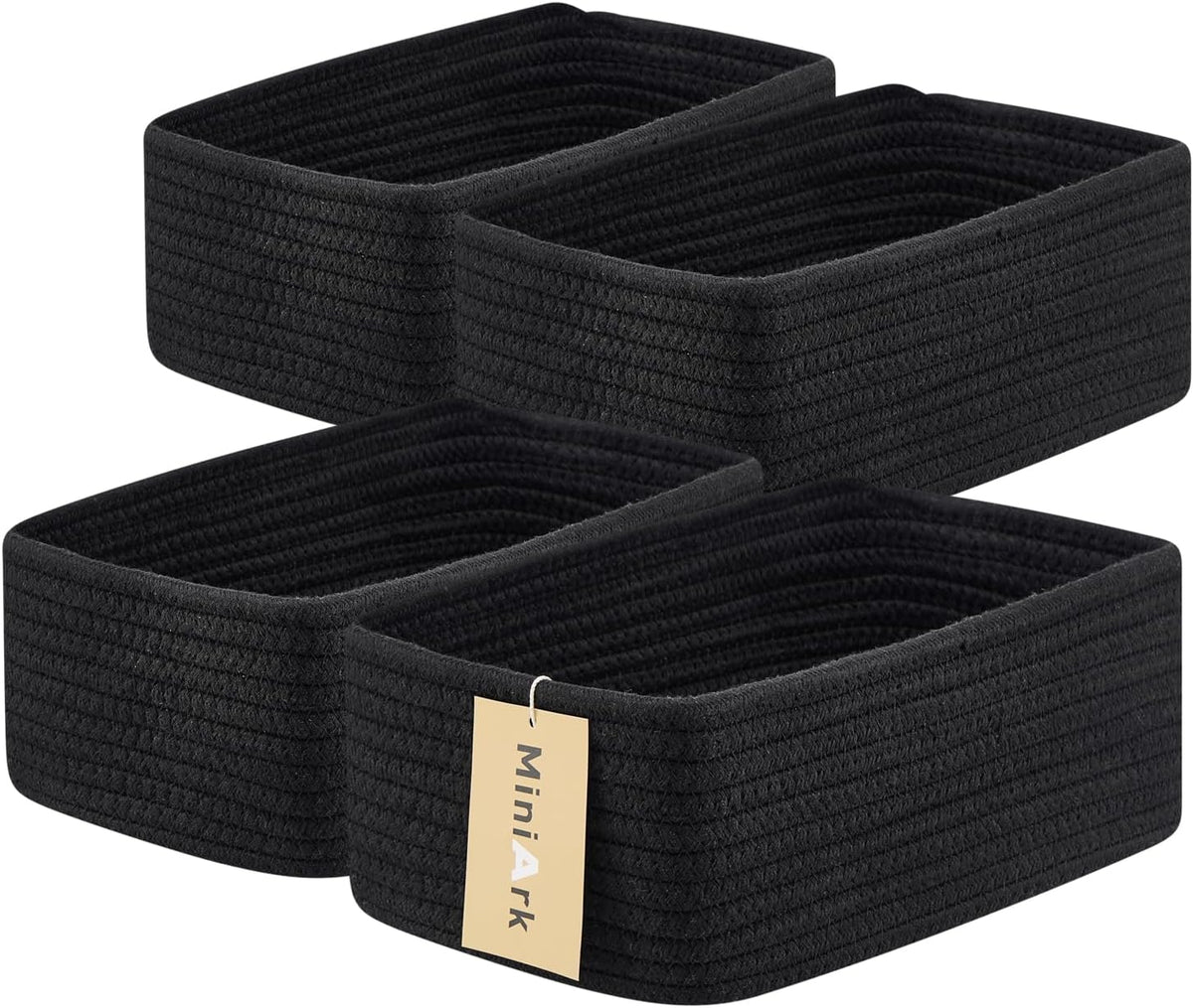 Small Storage Baskets for Organizing | Closet Organizer Bins | Shelf Toy Basket | Woven Rope