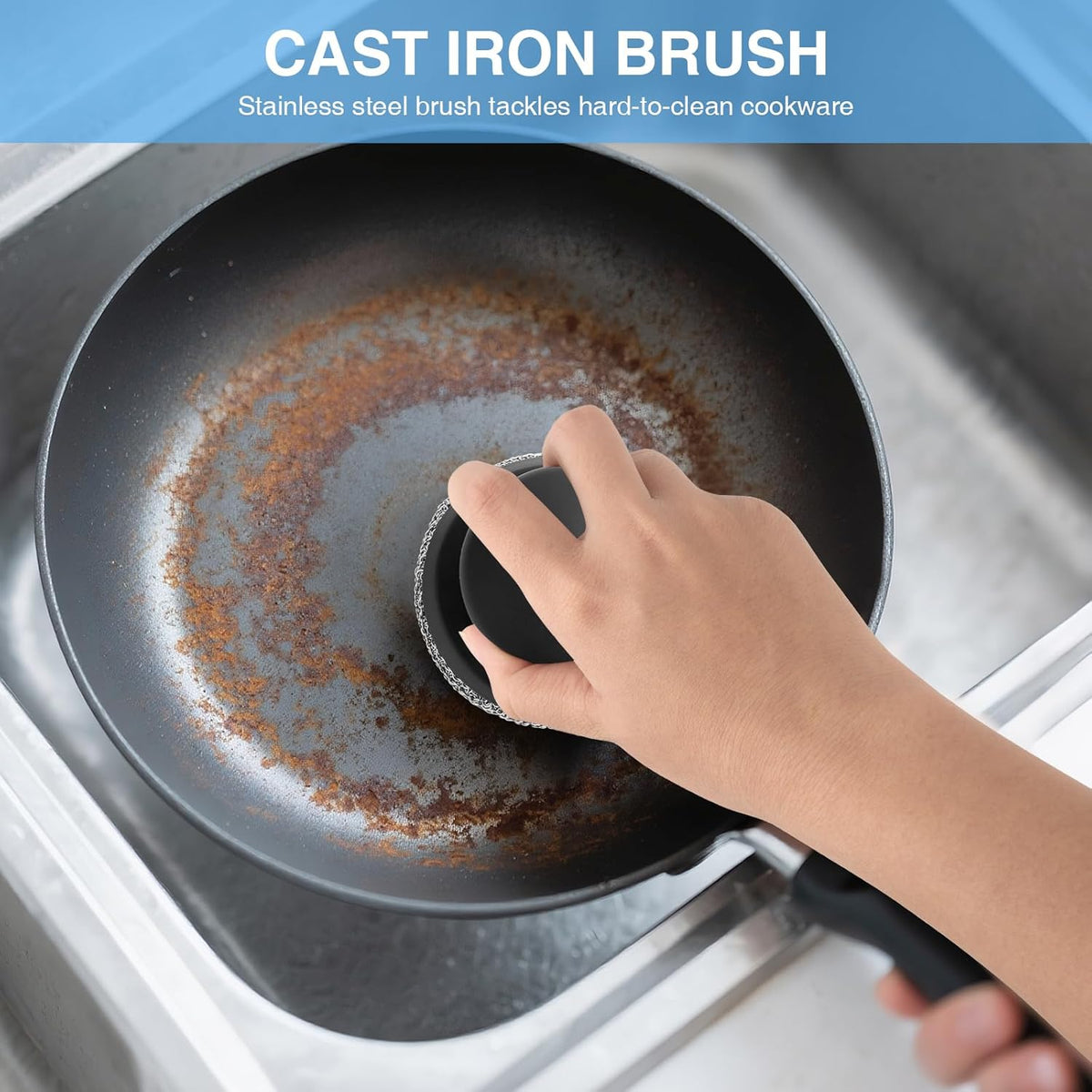 Cast Iron Scrubber Cleaner, Chainmail Scrubber for Cast Iron Pan Skillet, Dish Scouring Pad