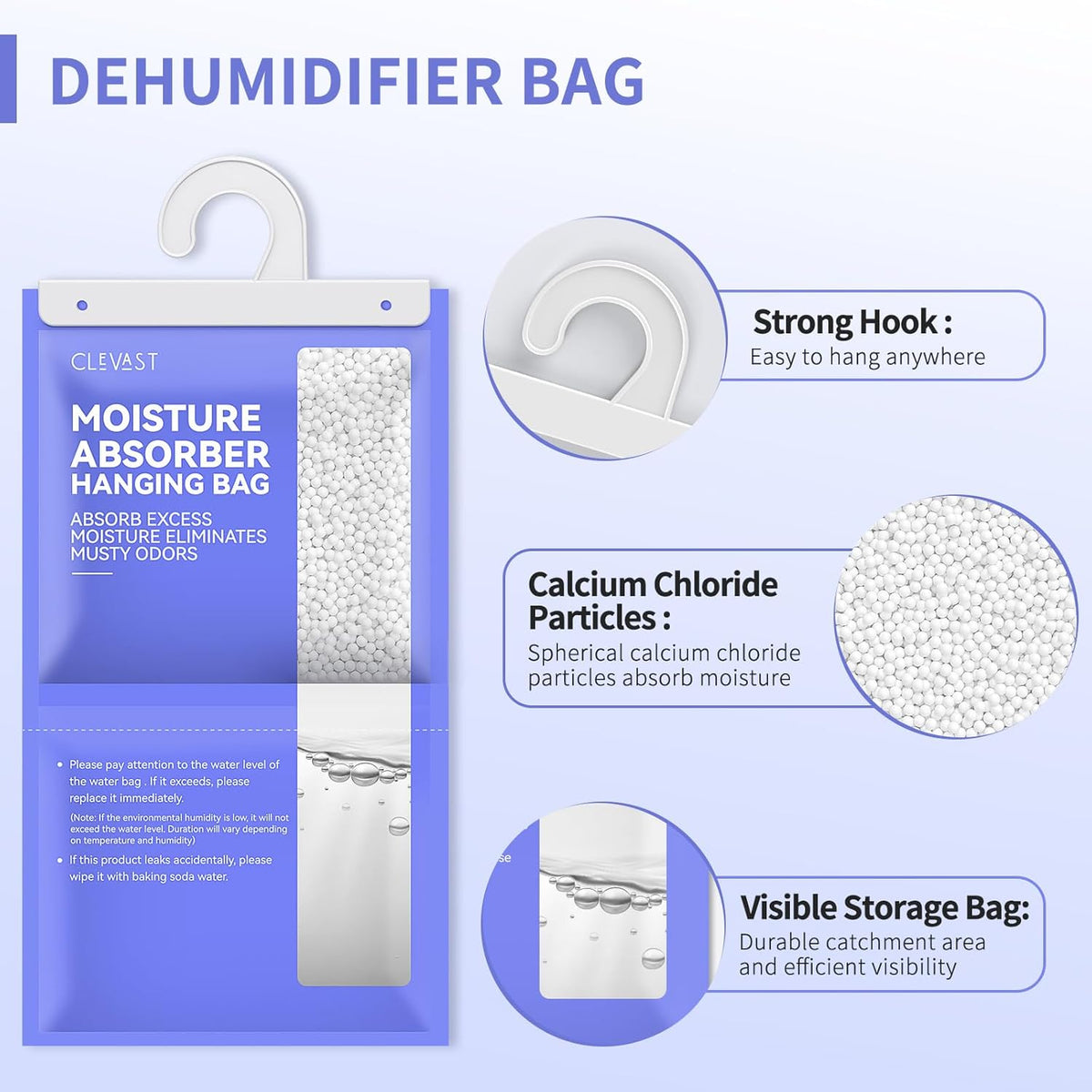 CLEVAST Moisture Absorbers Packets, 15.2 OZ, 6 Pack, Lemon Fragrance Big Dehumidifier Bags for