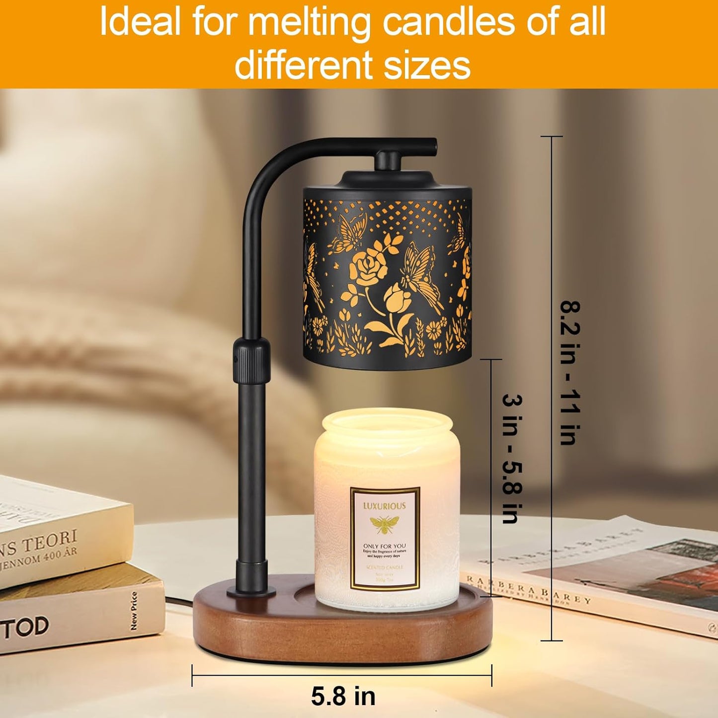 Candle Warmer Lamp with Timer,Birthday Gifts for Women Mom,Adjustable Height for Scented Jar