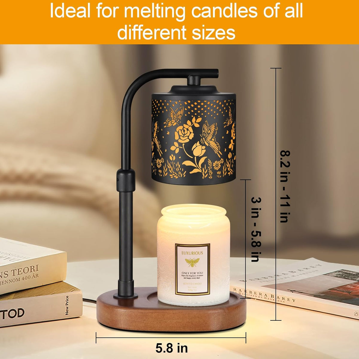 Candle Warmer Lamp with Timer,Birthday Gifts for Women Mom,Adjustable Height for Scented Jar