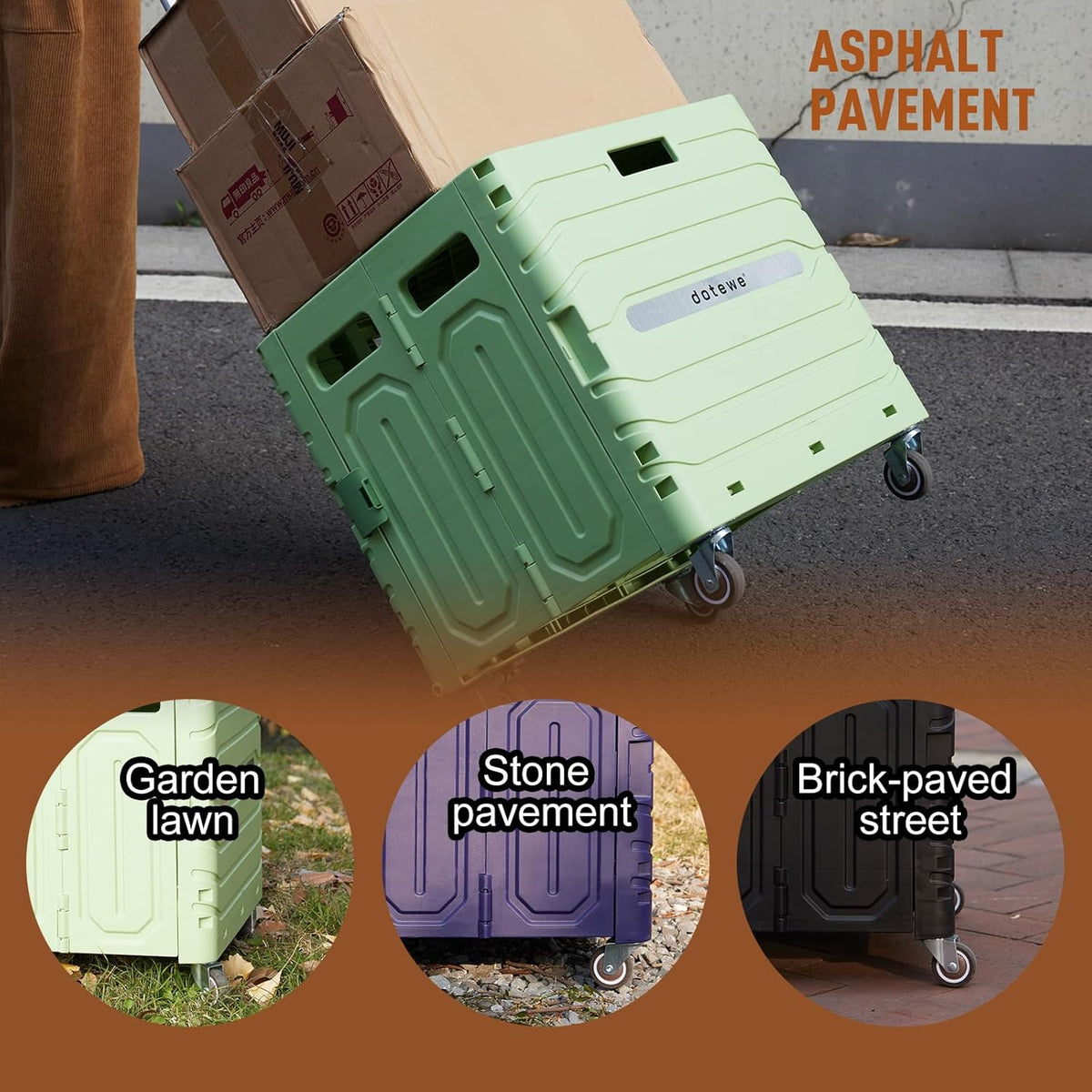 Folding Utility Cart Portable Rolling Crate Handcart Foldable Shopping Trolley Collapsible, with