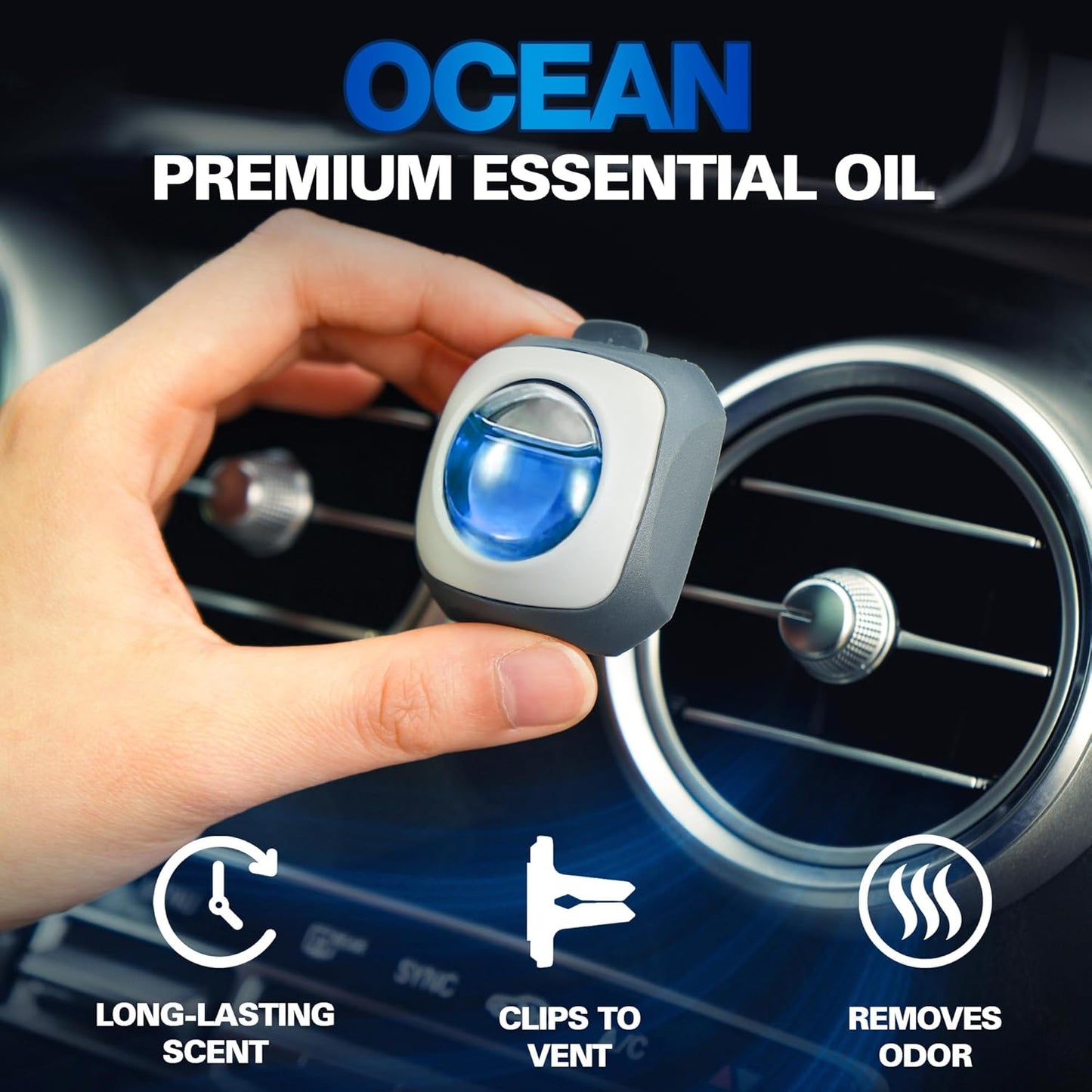 Air Jungles Ocean Scent Car Air Freshener Clip, 6 Vent Clips, 4ml Each, Long Lasting Air Freshener