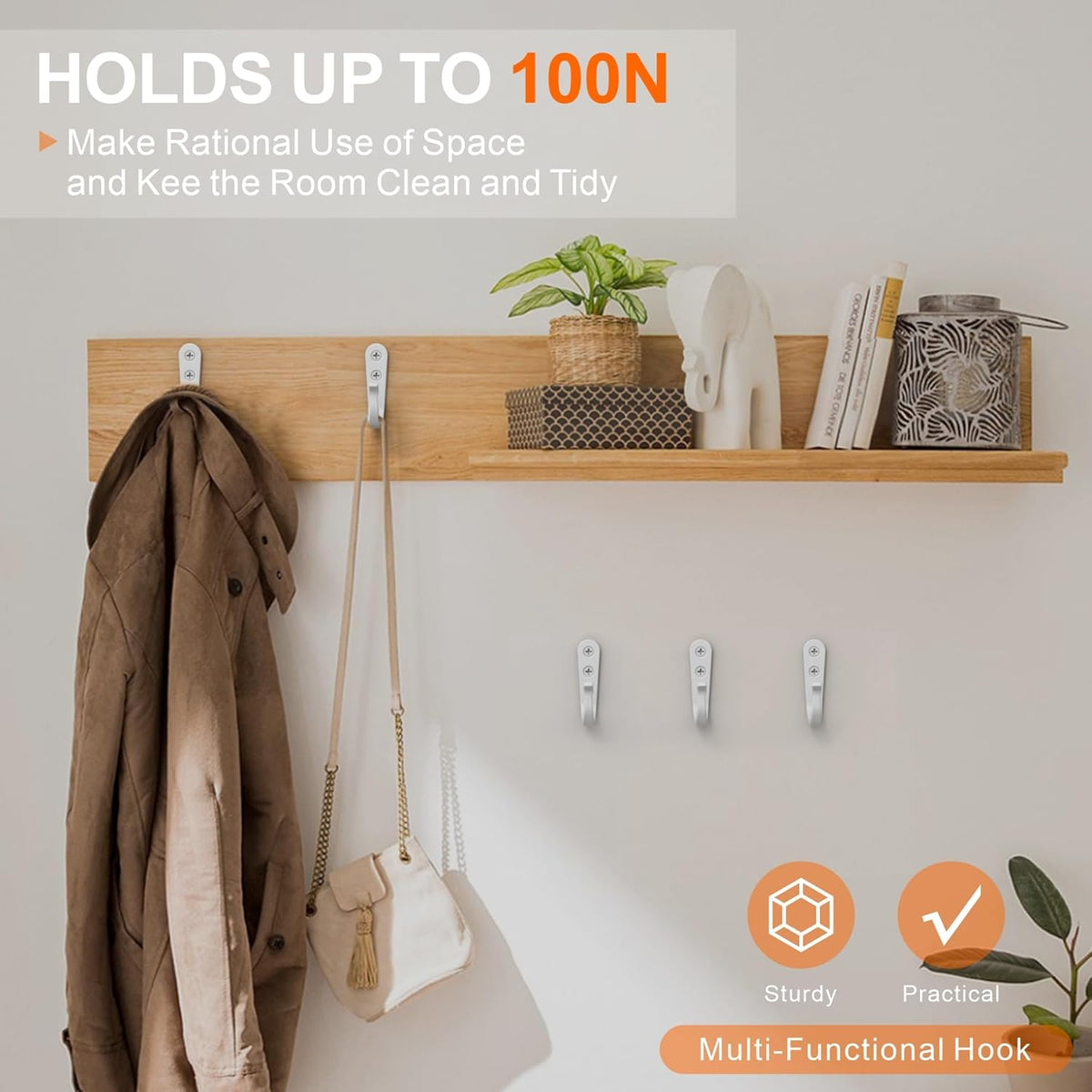 Hook for Hanging - 20PCS Hook for Hanging, Wall Hooks for Coats, Heavy Duty Single Prong Wall Hooks