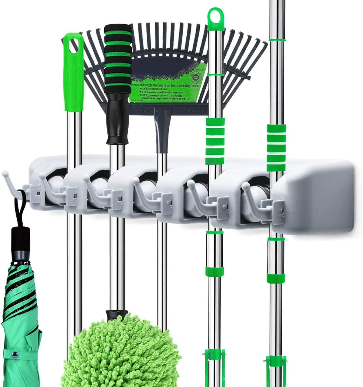 LETMY Broom Holder Wall Mounted - Mop and Broom Hanger Holder - Garage Storage Rack & Garden Tool