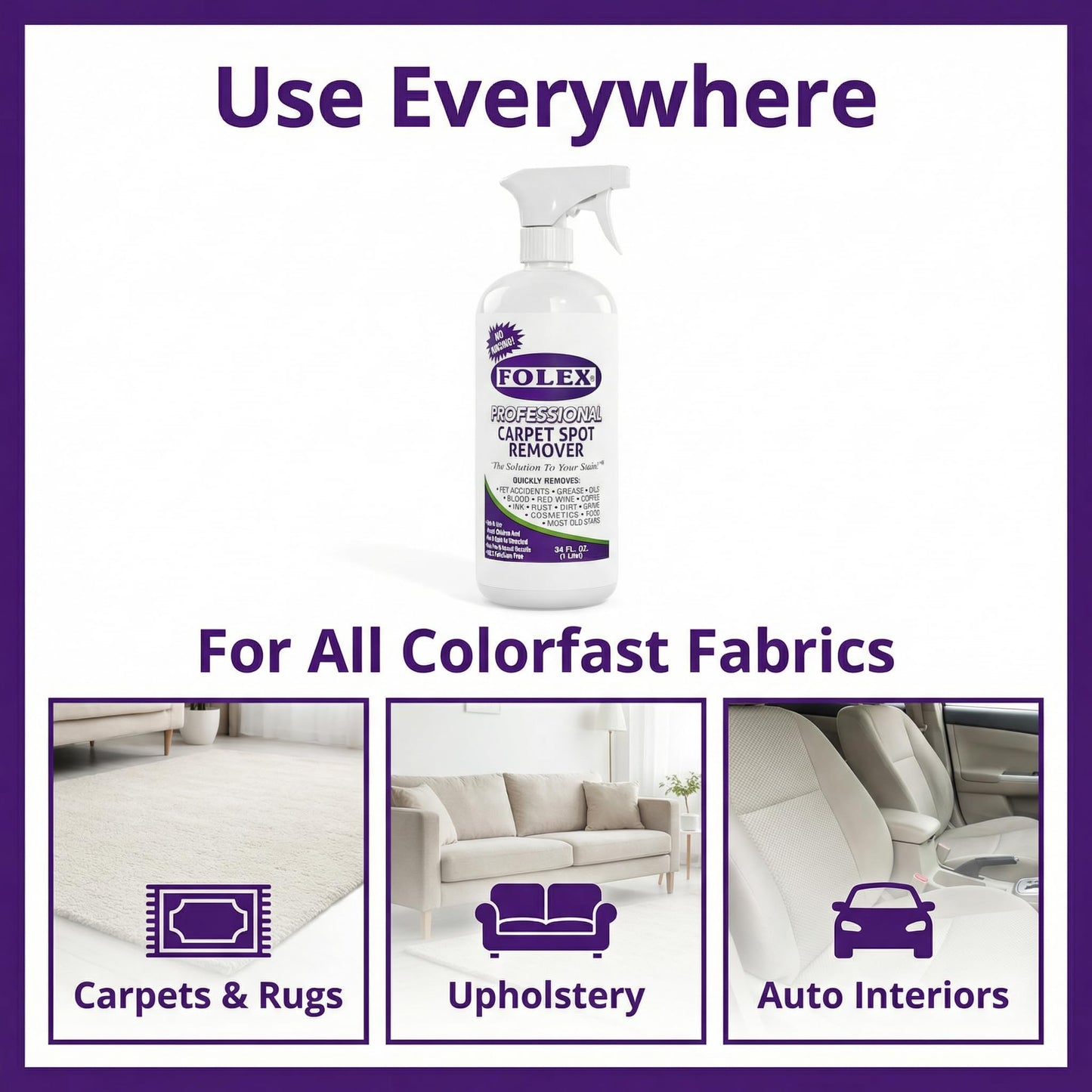 FOLEX - Professional Carpet Cleaner Spray 34 oz - Pet Stain Removal - Instant Stain Removal - No
