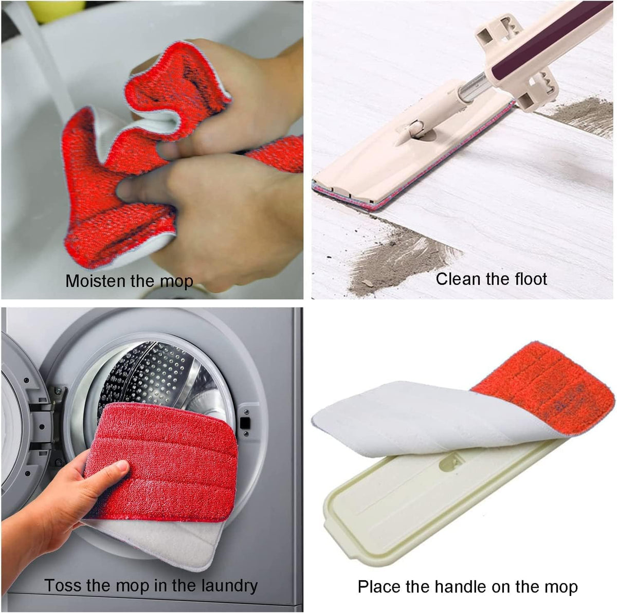 Microfiber Mop Pads, 18x 6 Inch Reusable and Washable Spray Mop Pads, Wet and Dry Household Mop Pad