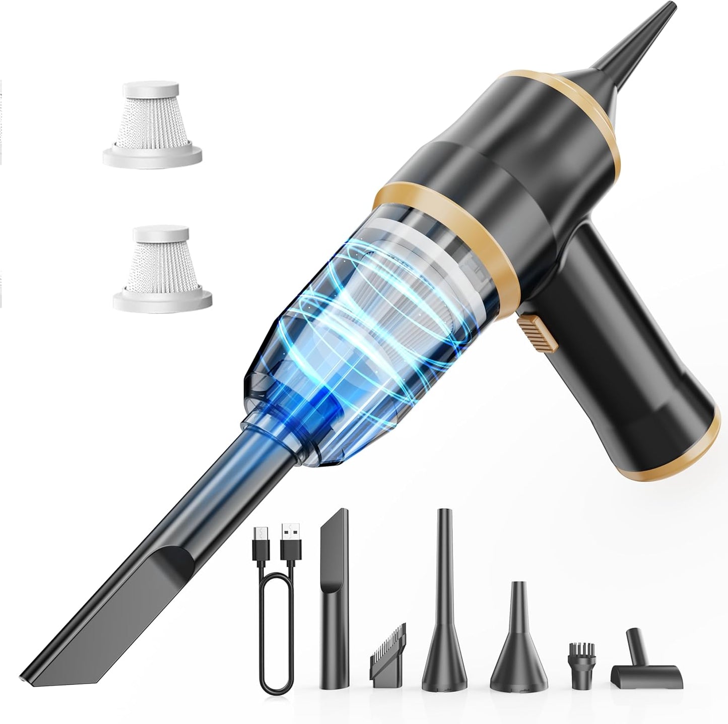 Mini Car Vacuum 15000Pa Portable Cordless Handheld Vacuum Cleaner and Air Duster with 2 Filter for