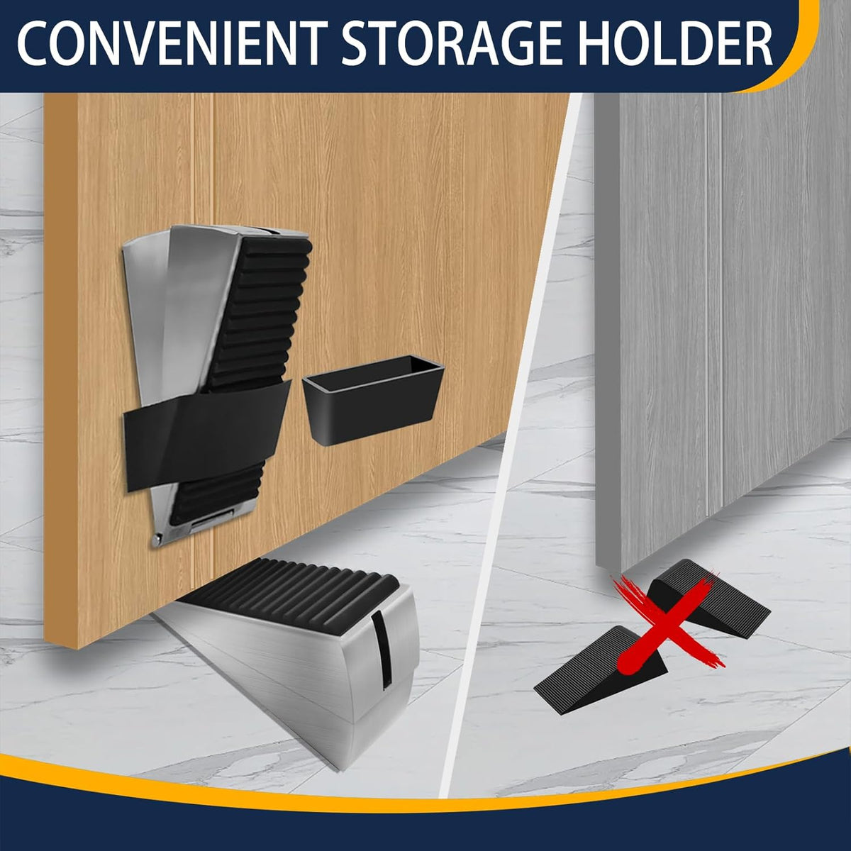 Heavy Duty Door Stopper Adjustable Spring Large Stoppers Wedge, Tall up to 3 Inches Doorstop