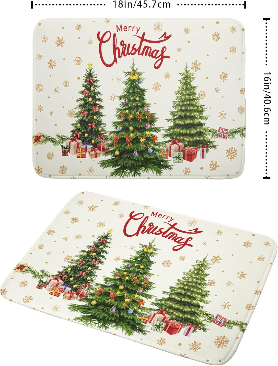 Merry Christmas Dish Drying Mats for Kitchen Counter 16x18 Inch Christmas Tree Dish Drainer Mats