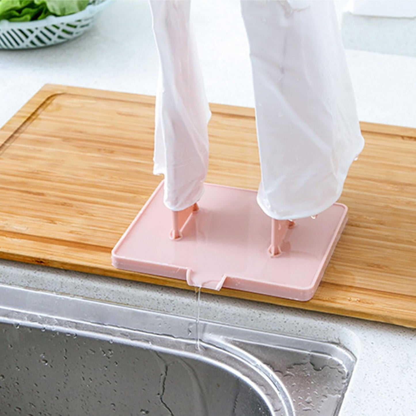Pink Glove Holder 15x12x34cm Multifunctional Rubber Glove Drainer Towel Storage Rack Drying Rack