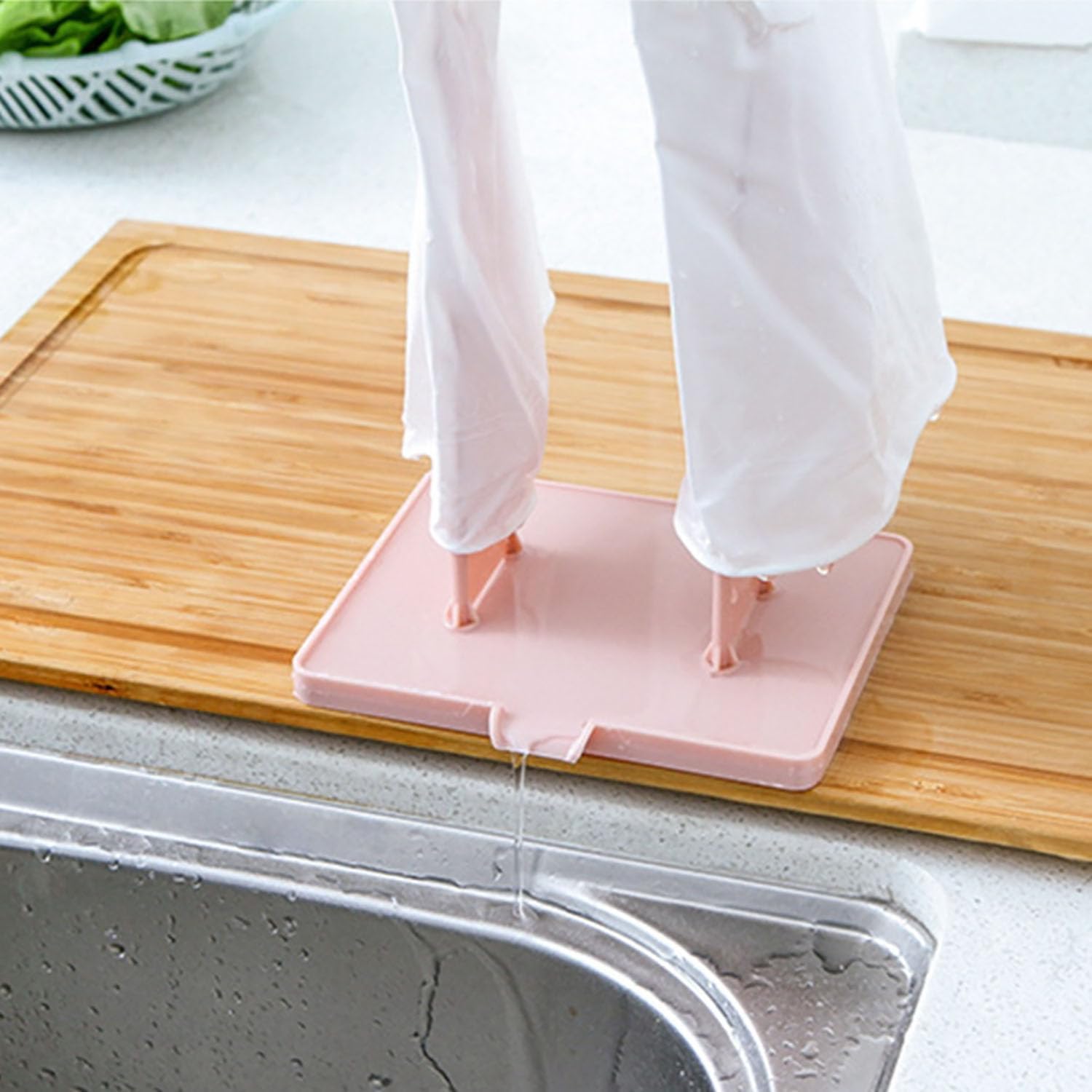 Pink Glove Holder 15x12x34cm Multifunctional Rubber Glove Drainer Towel Storage Rack Drying Rack