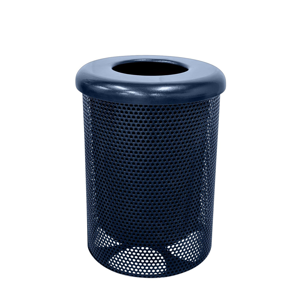 COATEDOUTDOORFURNITURE RFT-P-TXTDBL Heavy Duty Round Trash Receptacle with Flat Top, Liner