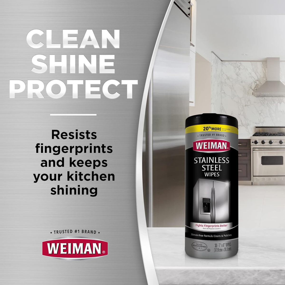 Weiman Stainless Steel Wipes (Large Microfiber Cloth) Removes Fingerprints Residue Water Marks and