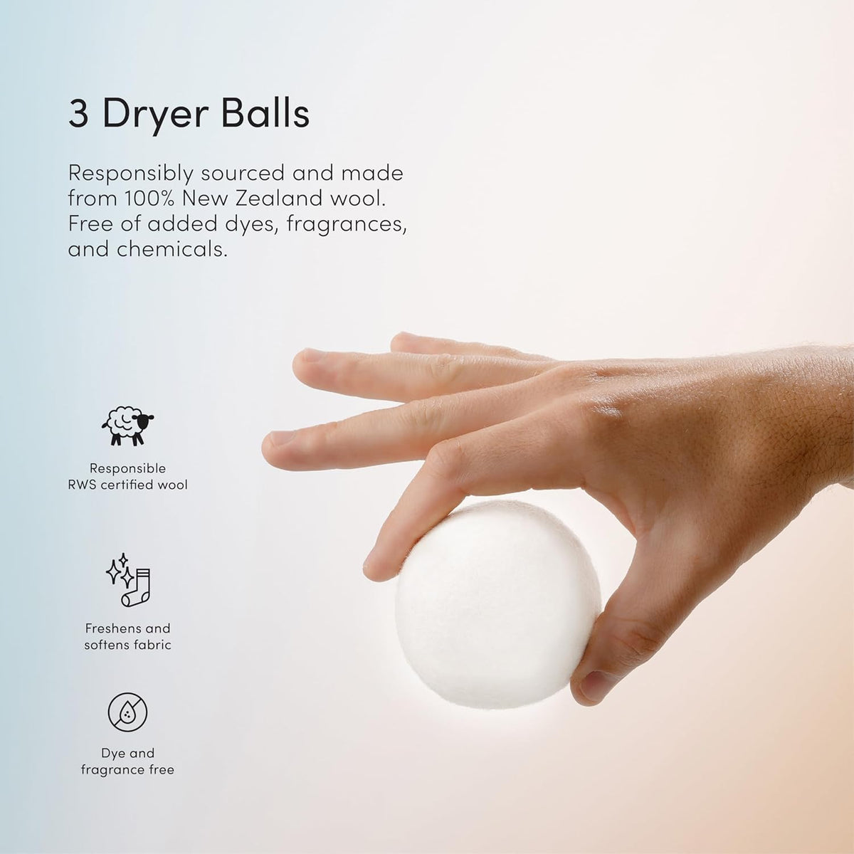 Dirty Labs | 100% New Zealand Wool Dryer Balls | 3 Balls | Shorten Drying Time | Reduce Static &
