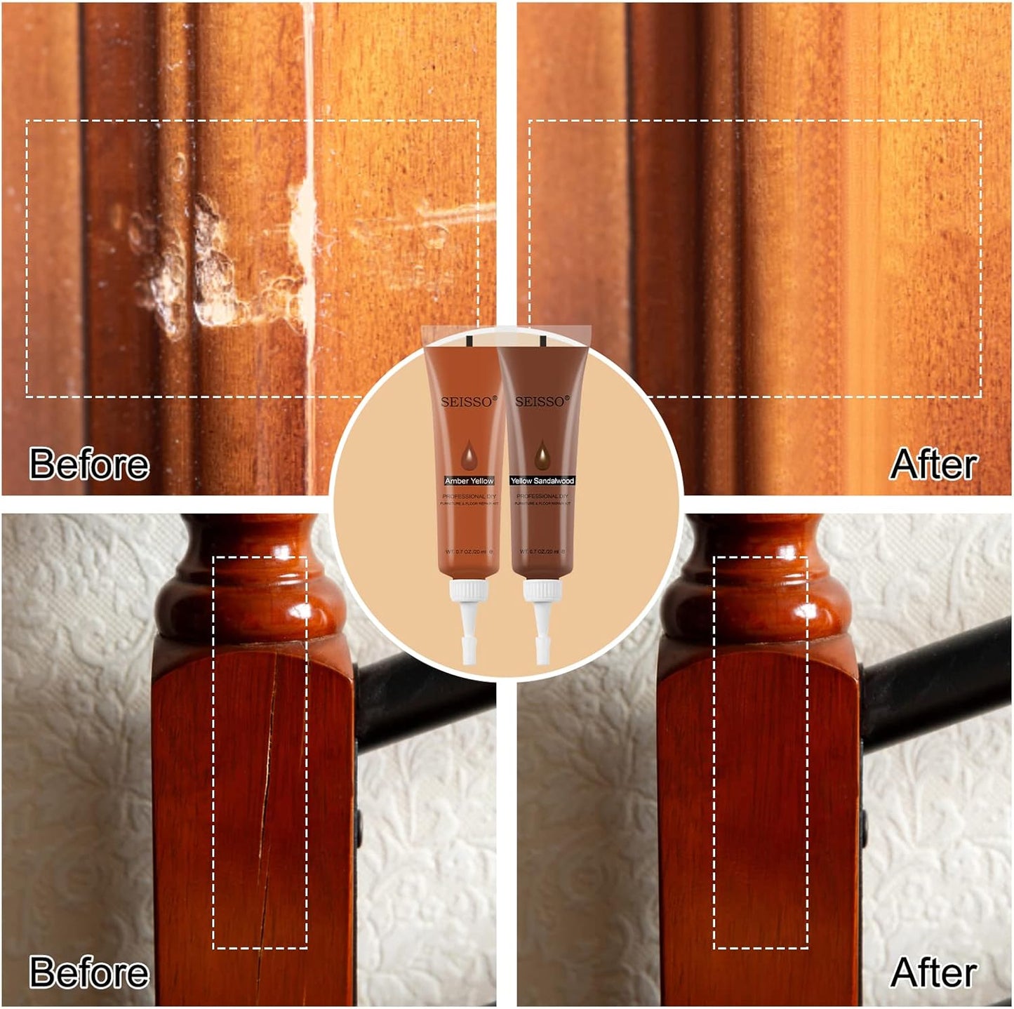SEISSO Wood Furniture Repair Kit, Wood Filler and Touch Up Markers, Set of 28 Laminate Vinyl Floor