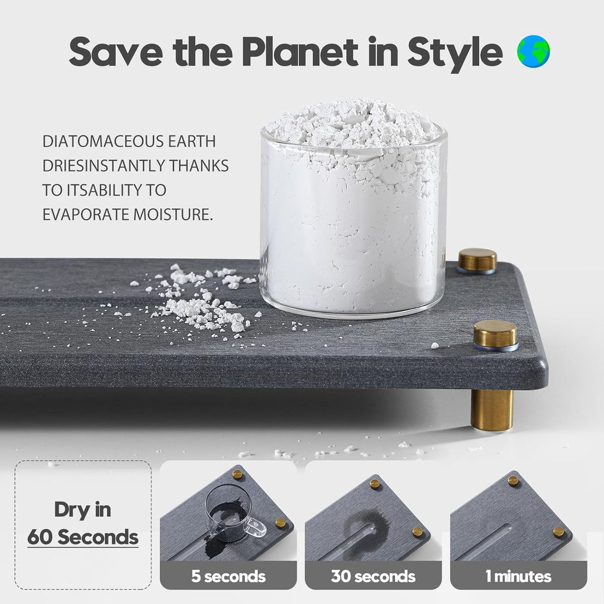 Kitchen Sink Caddy Water Absorbing Stone Drying Tray, Diatomite Bathroom Sink Organizer, Faucet