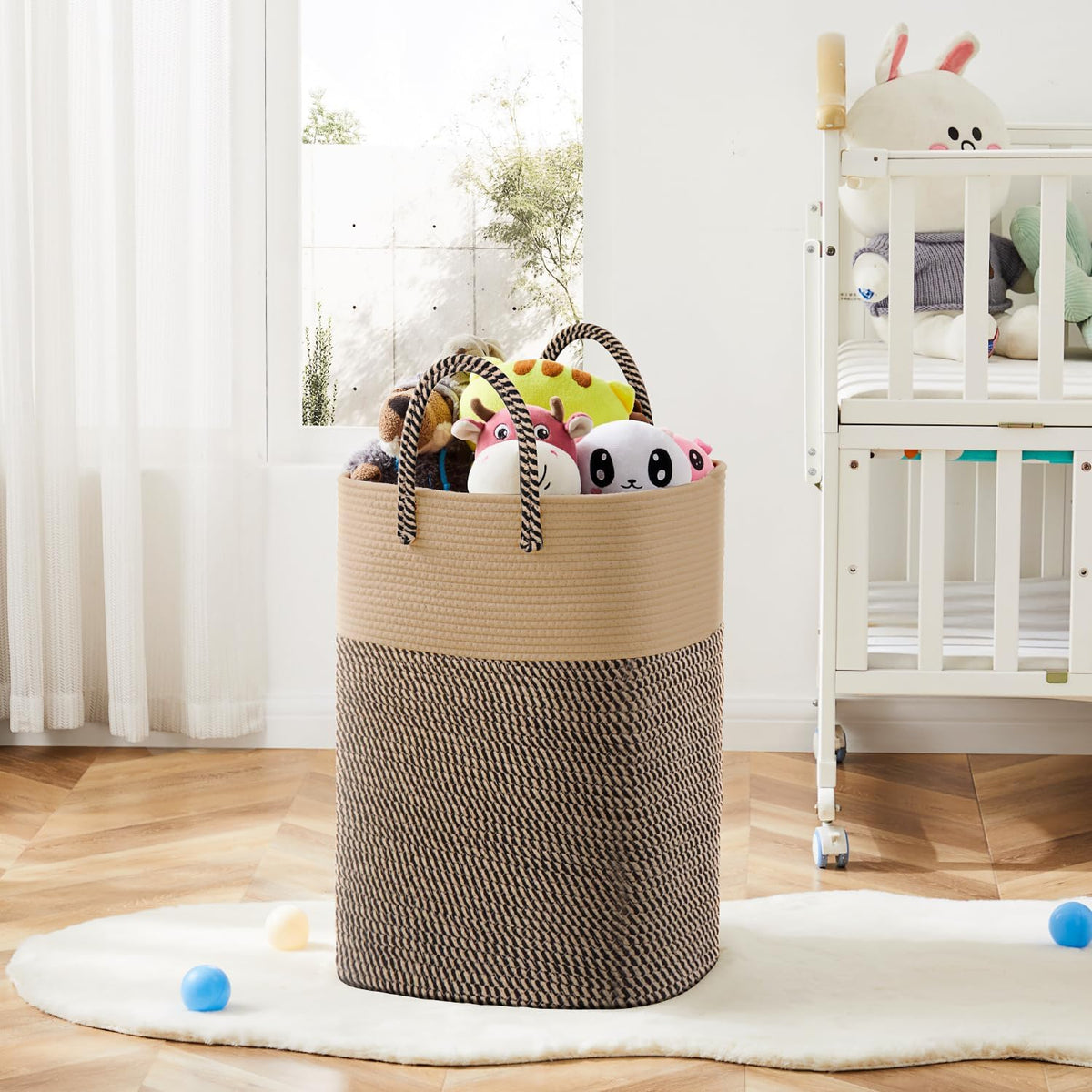 Laundry Basket,Woven Cotton Rope Laundry Hamper,Versatile Storage for Dirty Clothes,Baby Toys,and