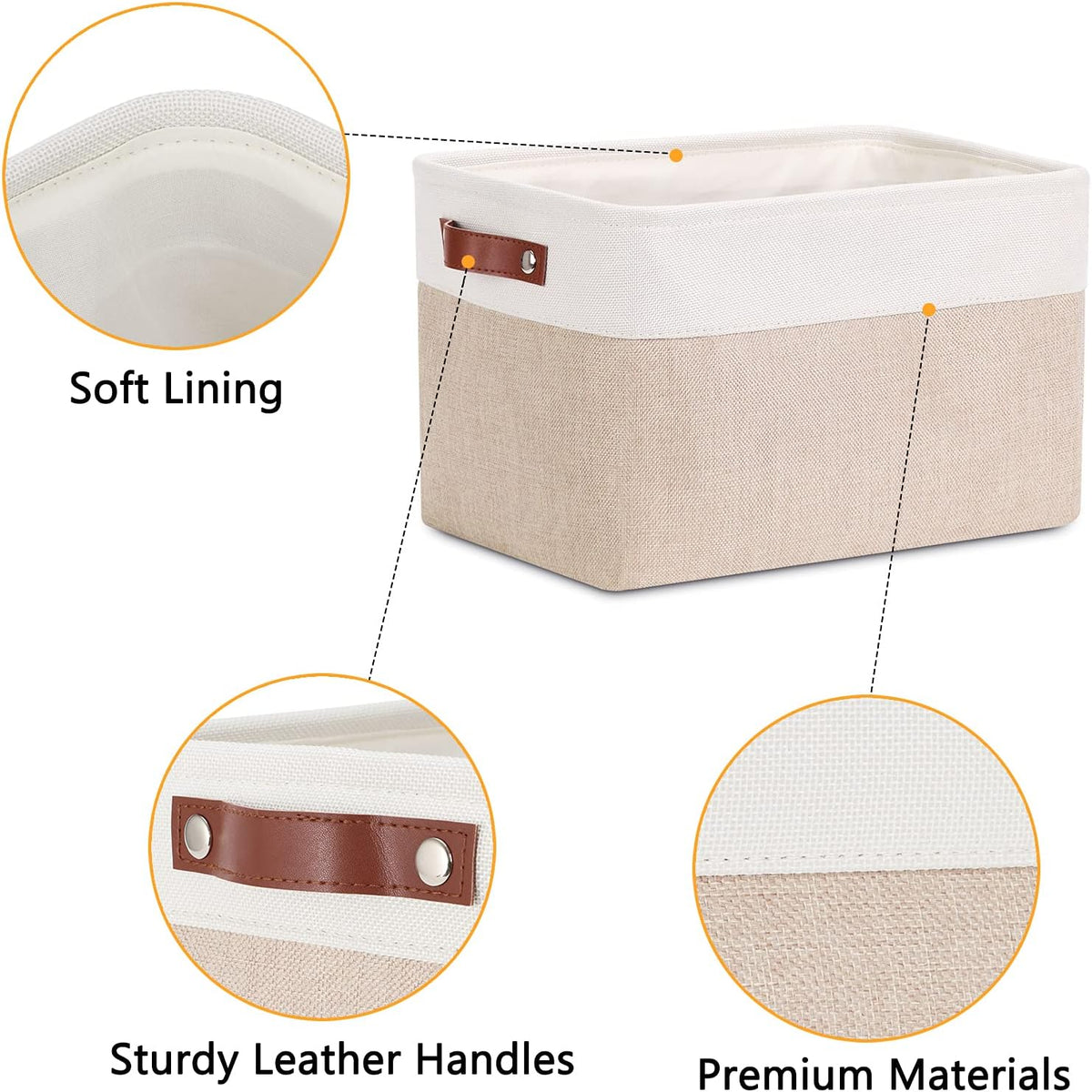 DULLEMELO Fabric Storage Bins, Storage Baskets for Organizing, Collapsible Rectangular Fabric