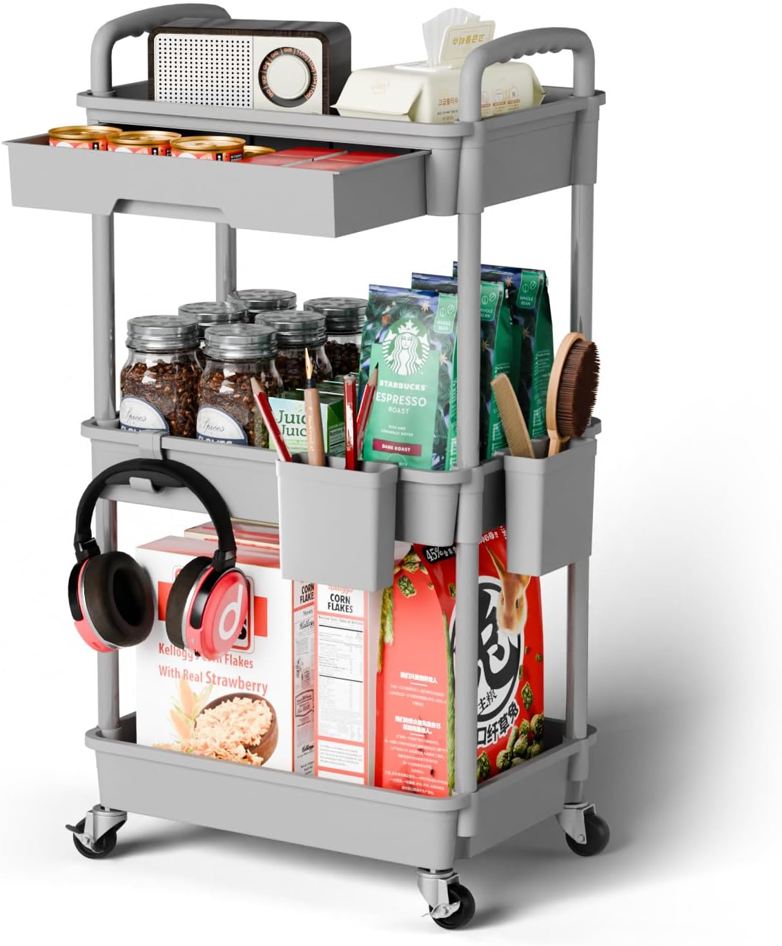 3 Tier Rolling Cart Organizer,Laundry Room Bathroom Organizers and Storage Office Shelves Mobile