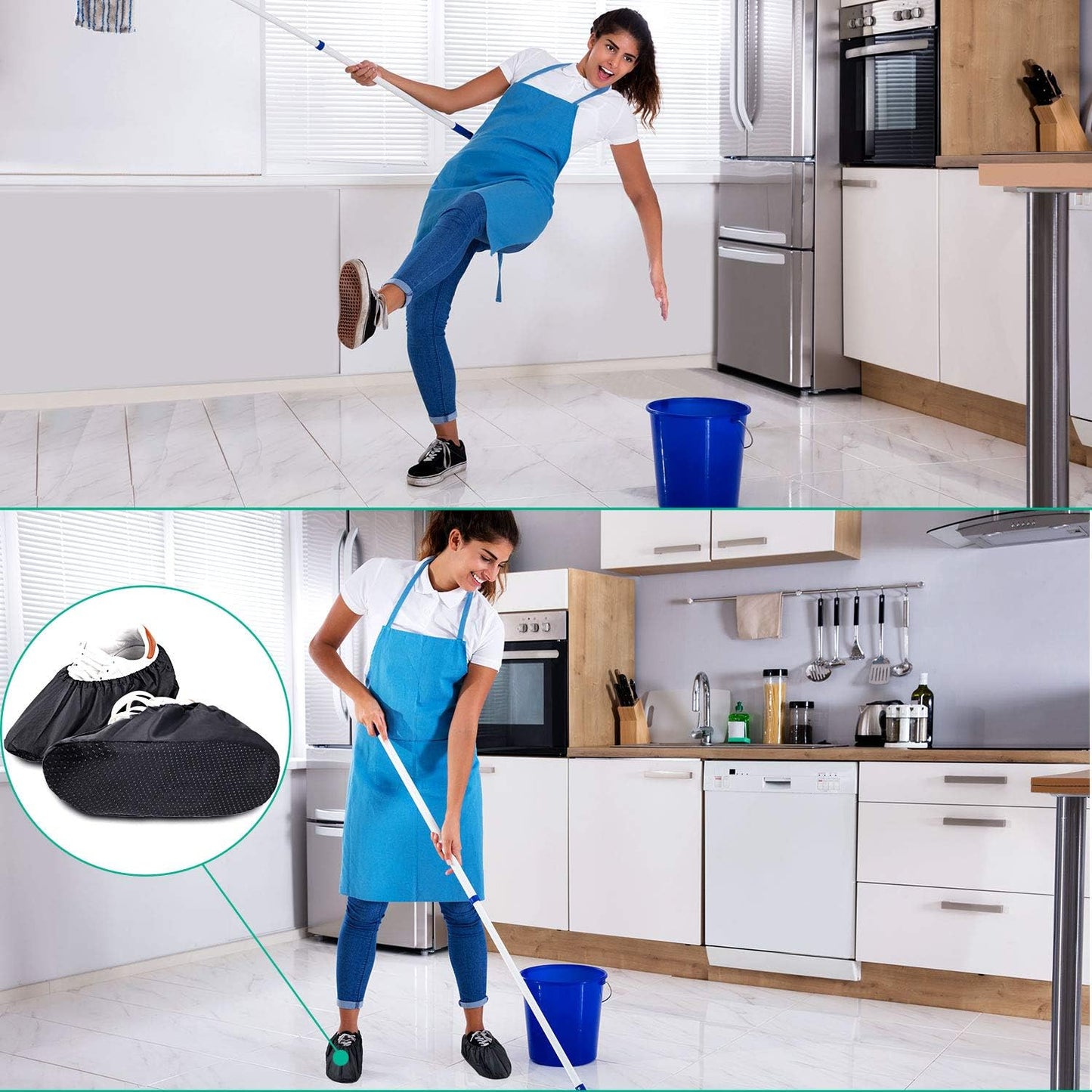 Frienda 16 Pairs Non Slip Reusable Shoe Covers Waterproof Boot Covers for Household Carpet Floor