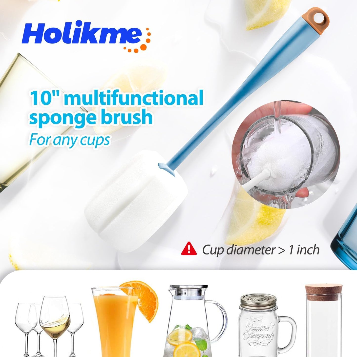 Holikme Bottle Brush Tube Cleaning Lab Set with Long Handle, Cup Cleaner for Washing Narrow Neck