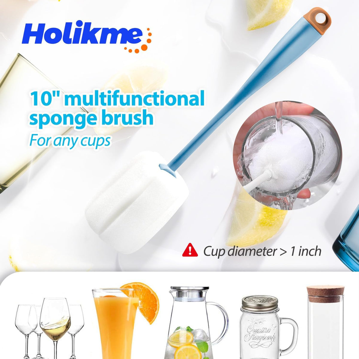Holikme Bottle Brush Tube Cleaning Lab Set with Long Handle, Cup Cleaner for Washing Narrow Neck