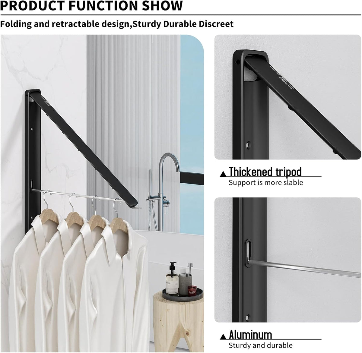 Clothes Drying Rack for Laundry Drying Rack Wall Mounted Clothes Hanger Rack Retractable Laundry