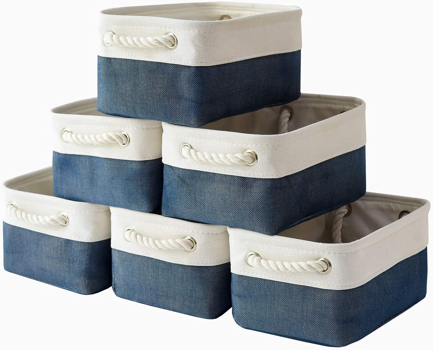 TheWarmHome Storage Basket for Organizing - Small 12x8x5.2 inch 6 Pack Collapsible Storage Bin for