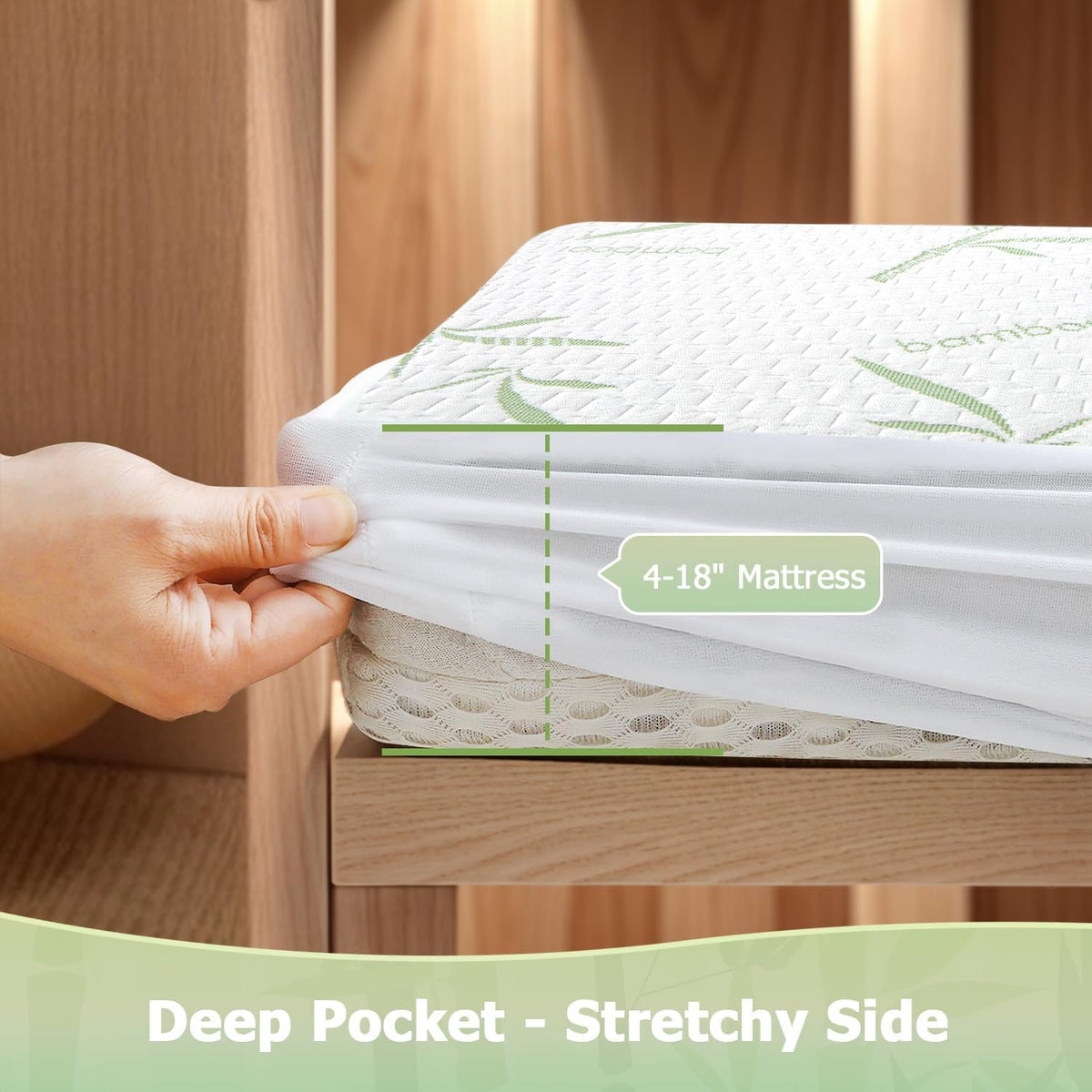 Mattress Protector Soft Crib Rayon Bamboo Waterproof Mattress Pad Cover, Soft Breathable Cooling
