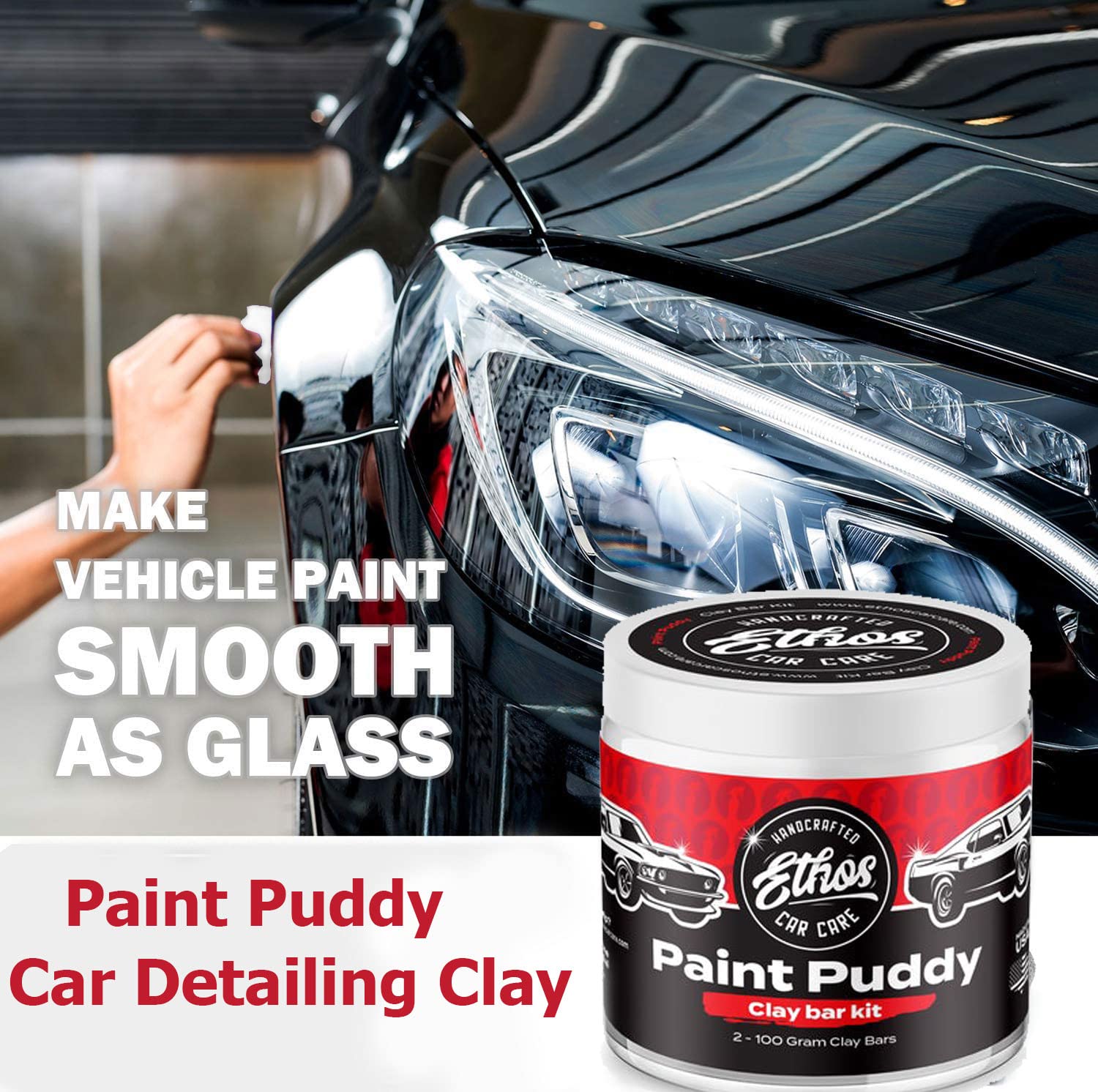 Ethos Clay Bar Kit Paint Puddy Car Detailing Clay 200g - Detail Kit Premium Clay Bars Auto