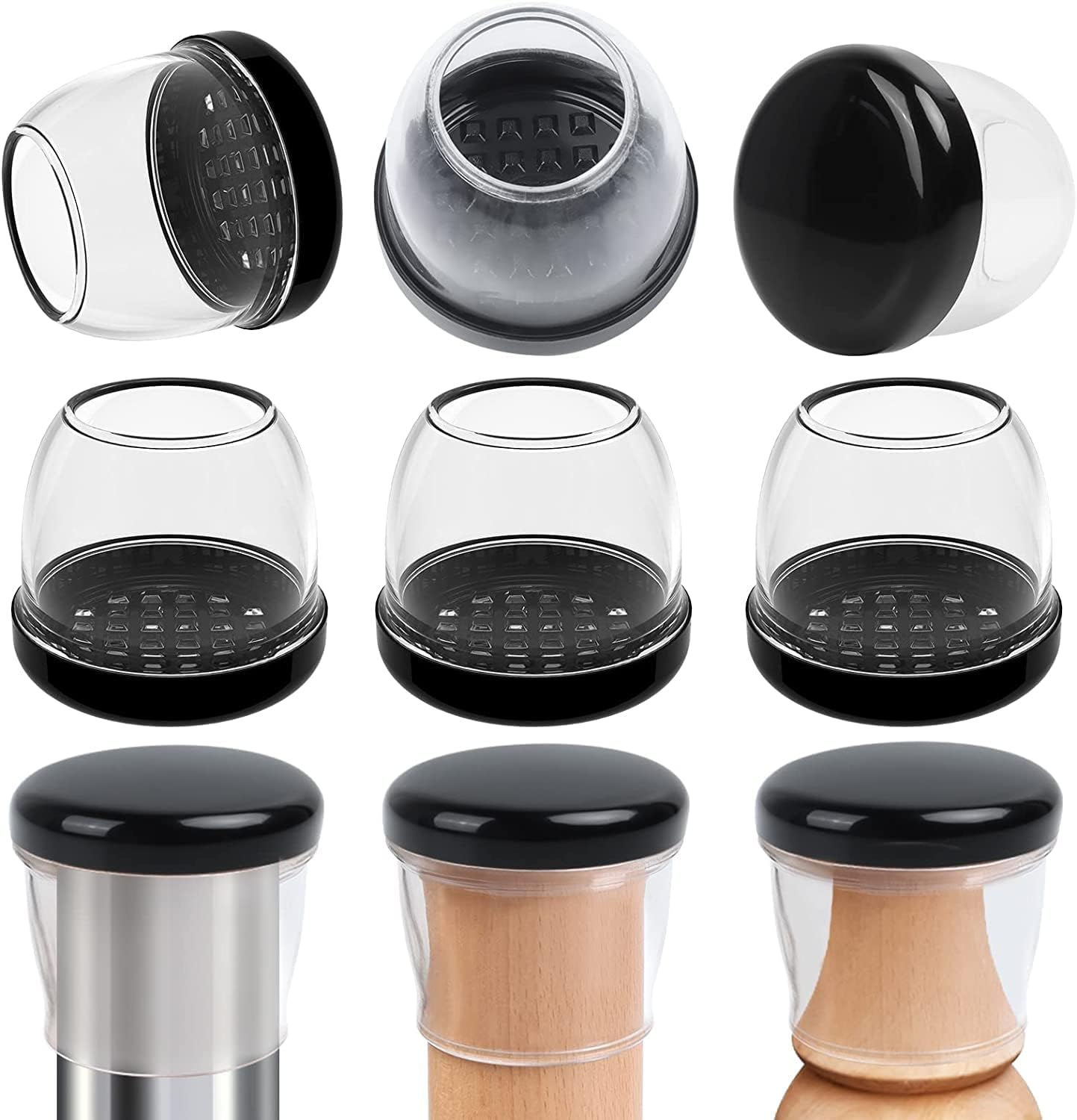 Ezprotekt 24 Pcs Large Clear Silicone Chair Leg Sliders for Carpet, Round Chair Glides for Rug