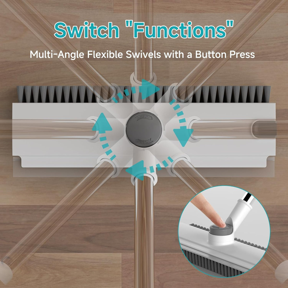 Floor Scrub Brush with Long Handle Length Adjustable, 3 in 1 Heavy-Duty Stiff 90° Bristle Floor