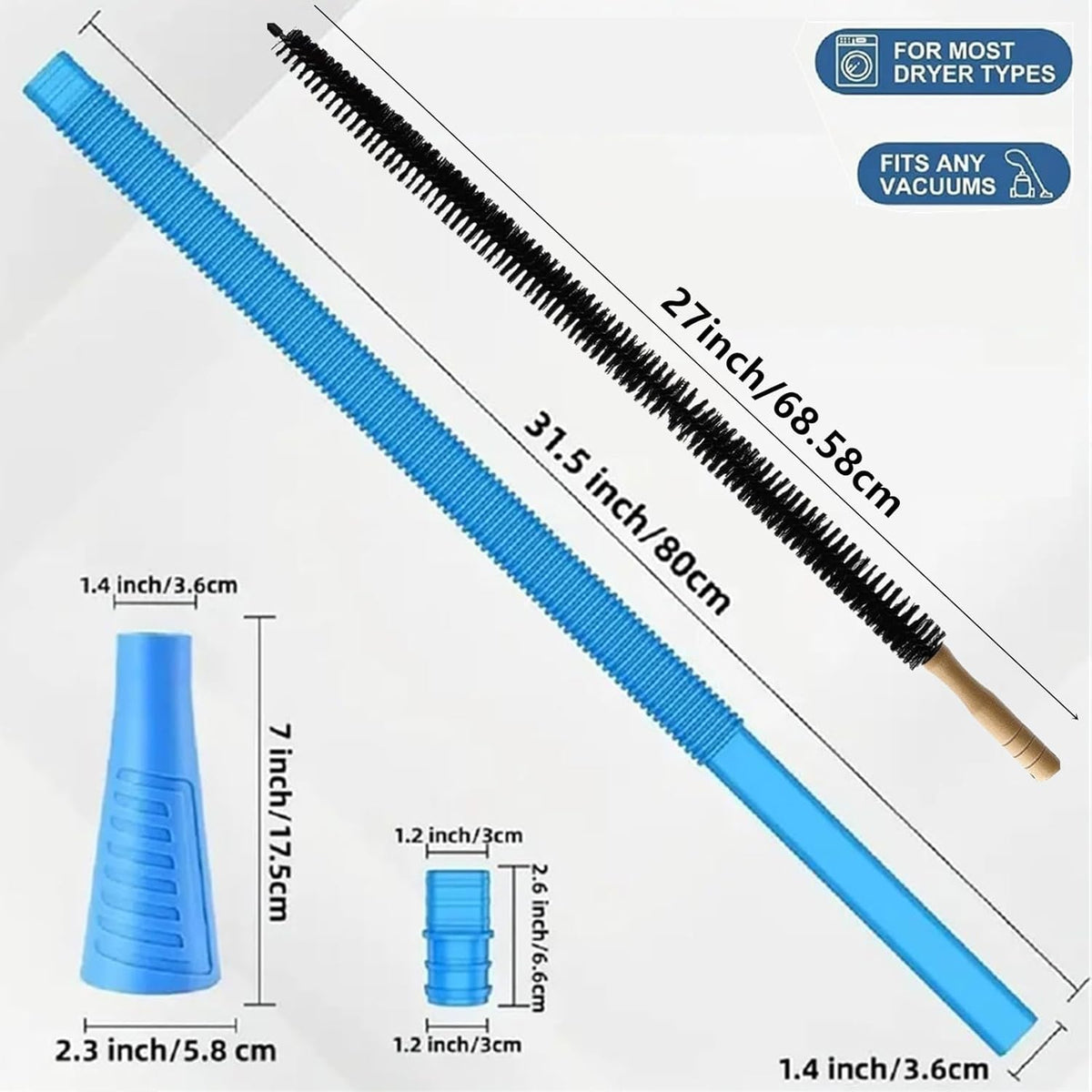 Universal Dryer Vent Cleaner Kit Compatible with All Vacuum Cleaner Include Vacuum Hose Attachment
