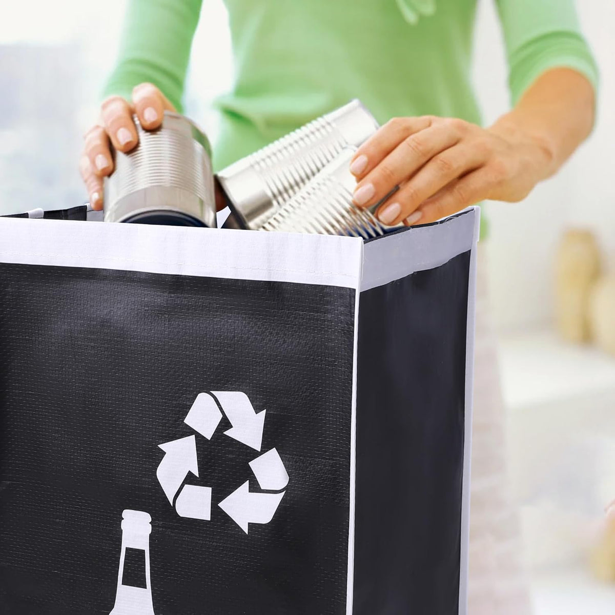Recycle Waste Bag for Kitchen Home- Indoor Recycling Bins Trash Sorting Organizer, Reusable and