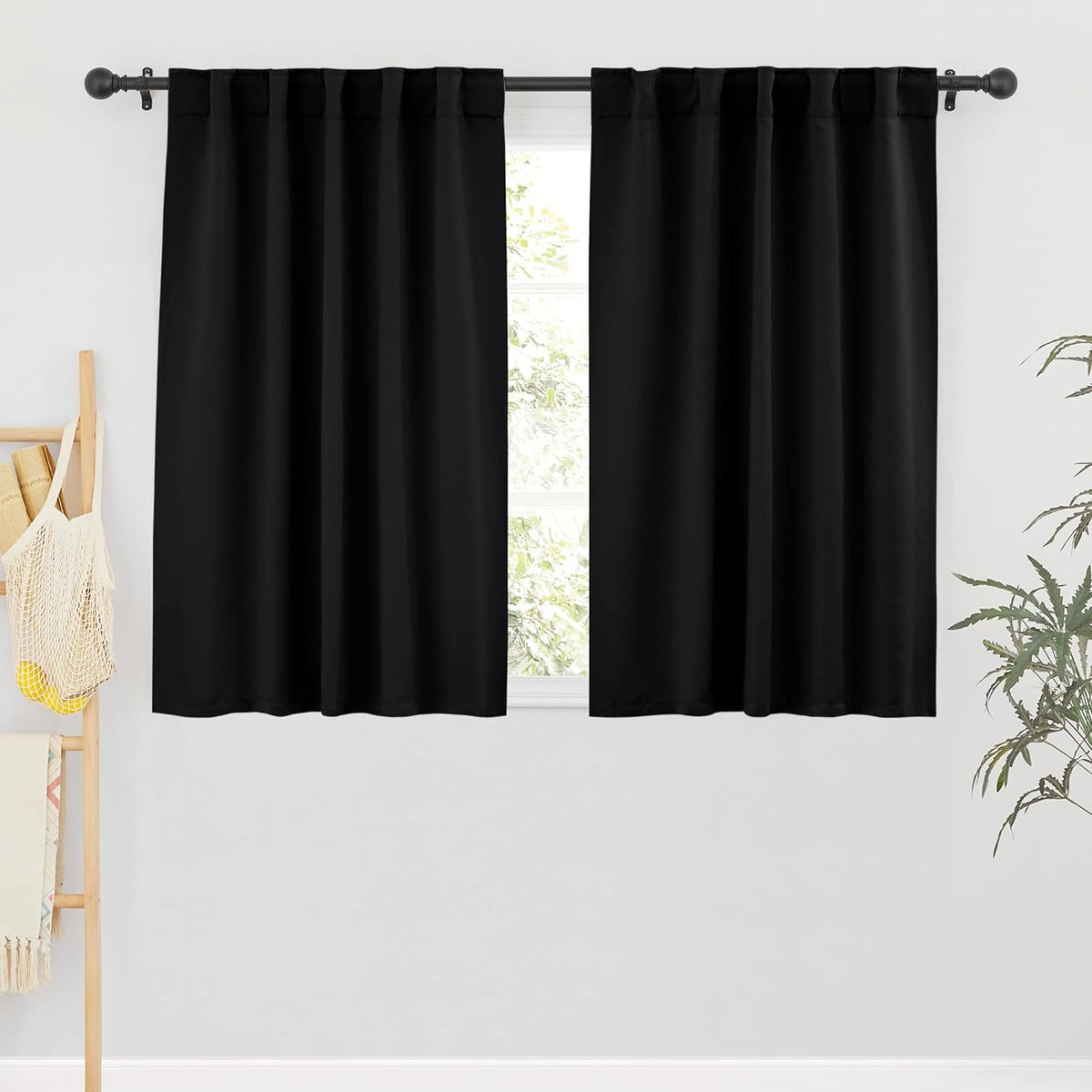 RYB HOME Blackout Curtains Pair - Solid Country Window Decorating Panels Light Block Drapes for